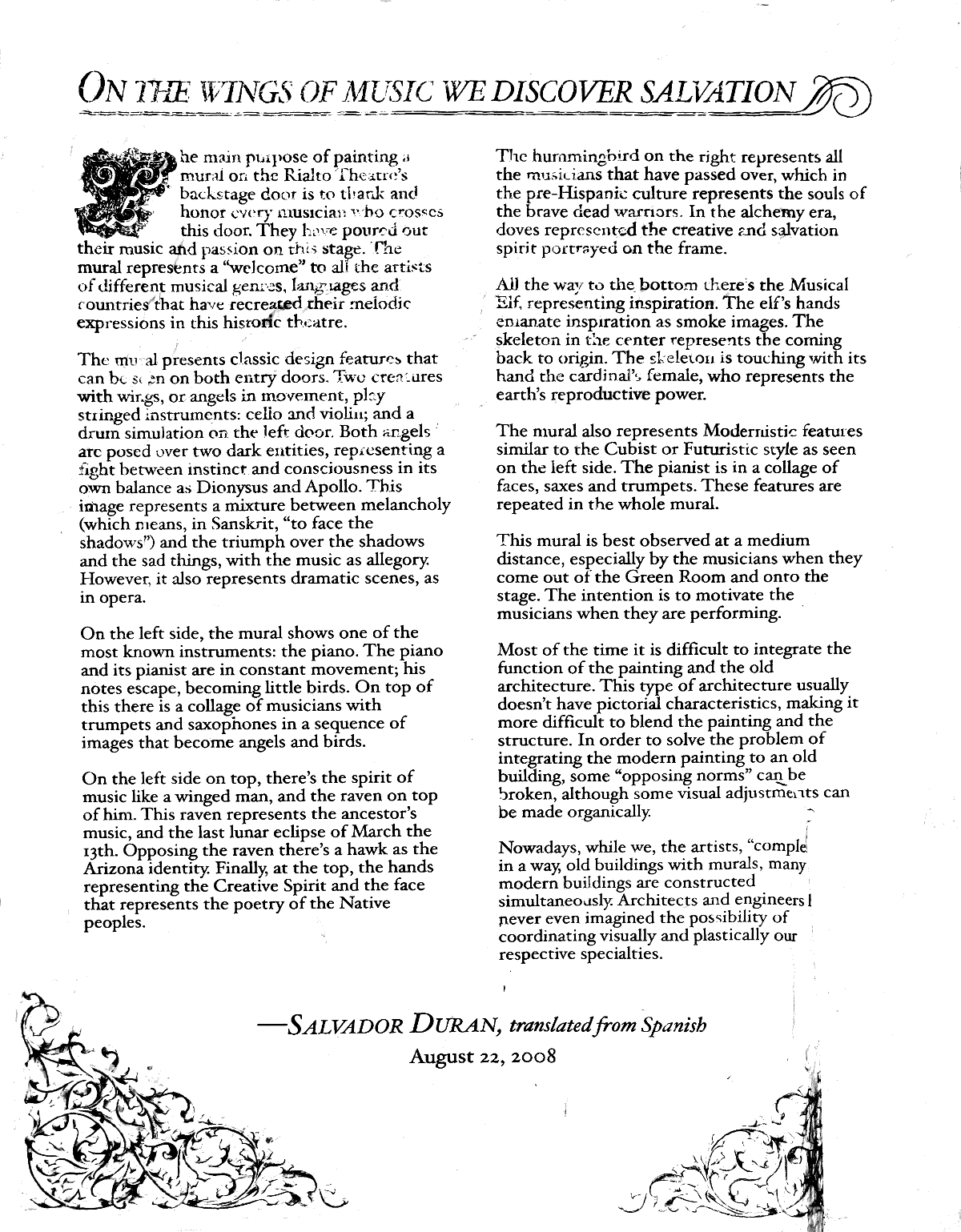 Sign by Rialto Theatre backstage door mural