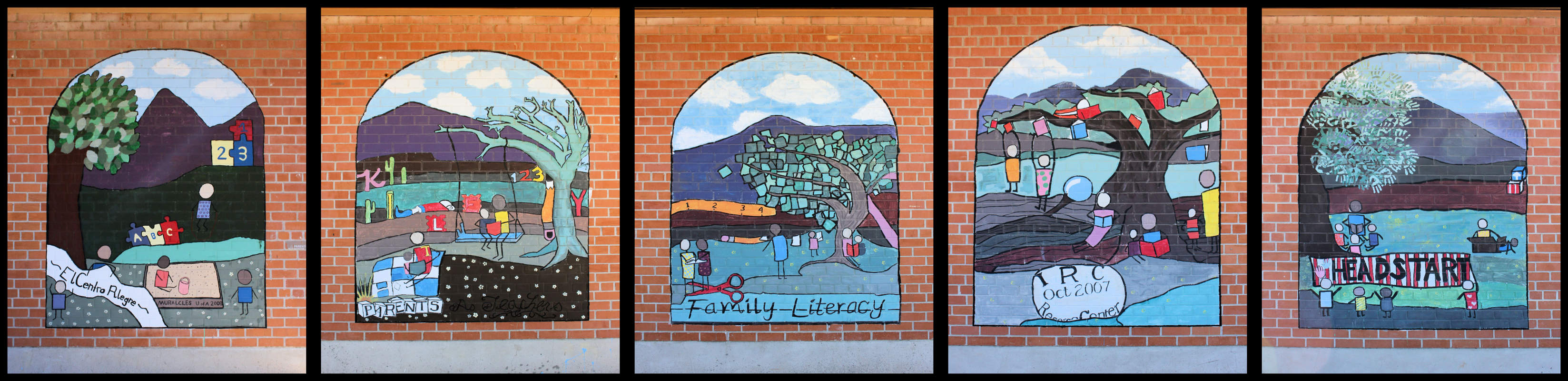 Mission Manor Elementary Head Start mural 2 of 2, photos and stitching by David Aber