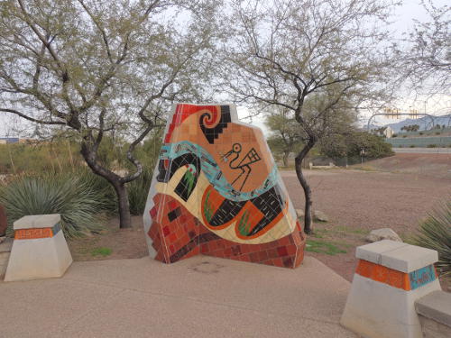 Monolith at north end of Sentinel Plaza, Tucson, Arizona